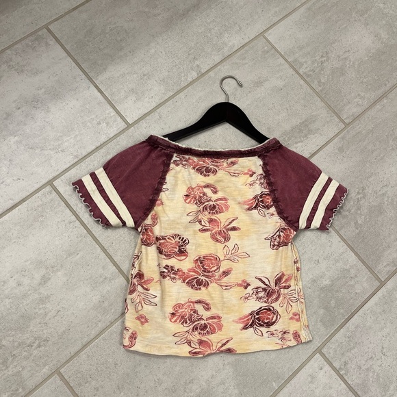 We The Free Free People Floral Raglan Tee XS - Picture 5 of 10